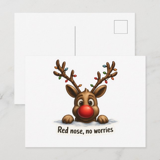Postal 🎄 Cartão de Natal de Renas Engraçadas 🦌✨ (Frente/Verso)