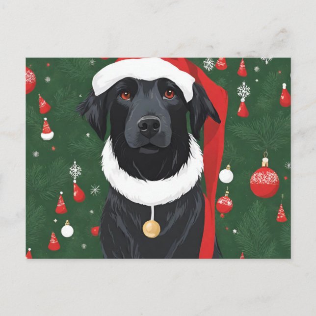 Postal Cartão de Natal do Cão Preto de Natal  (Frente)