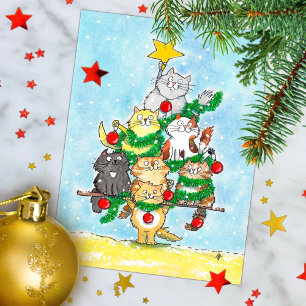 Postal cartão de natal do gato Feliz Natal