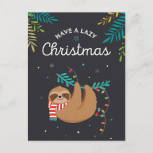 Postal Cartão de Natal do Preguiçoso Feliz