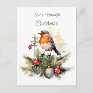 Postal Cartão de Natal do Robin Vermelho
