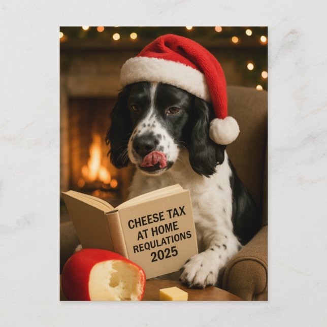 Postal Cartão de Natal do Springer spaniel  'Imposto sobr (Frente)