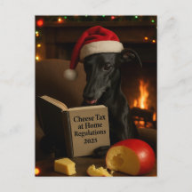 Cartão de Natal do Whippet Preto 'Imposto sobre o