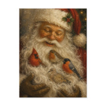 Cartão de Natal dos Pássaros de Papai Noel