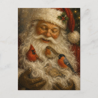 Postal Cartão de Natal dos Pássaros de Papai Noel