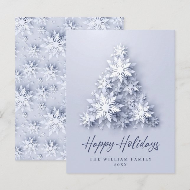 Postal Cartão de Natal Elegante Snowflakes (Frente/Verso)