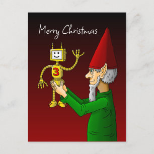 Postal Cartão de Natal Elf & Robot