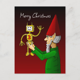 Postal Cartão de Natal Elf & Robot