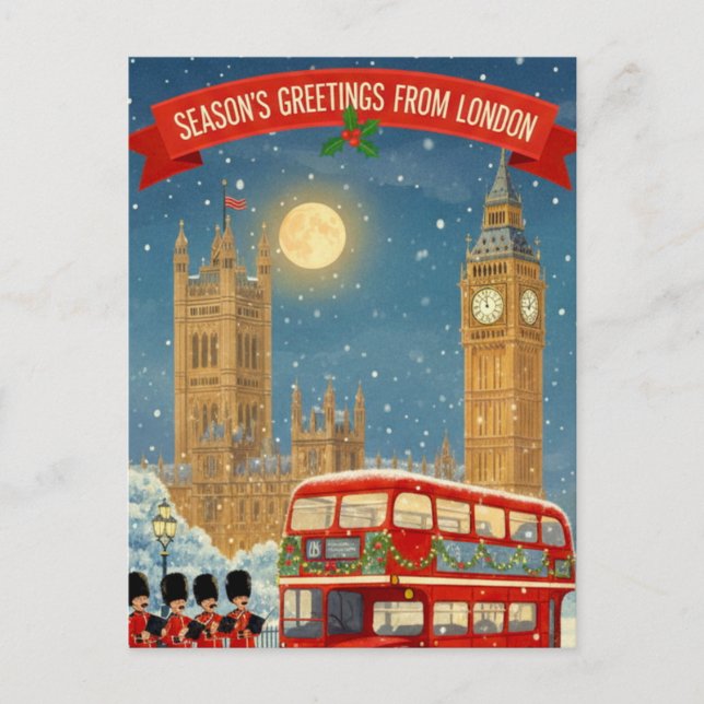 Postal Cartão de Natal em Londres (Frente)