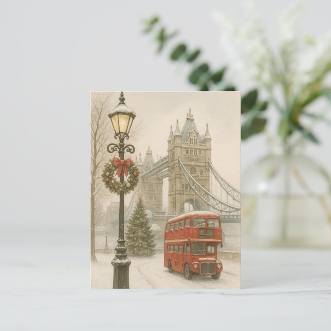 Postal Cartão de Natal em Londres – Presente de Natal (Em pé/Frente)