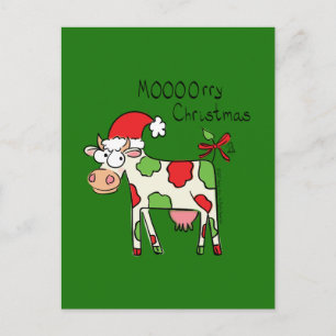 Postal Cartão de Natal Engraçado de Vaca