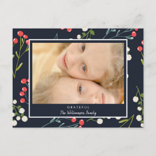 Postal Cartão de Natal Festivo Holly Berries 