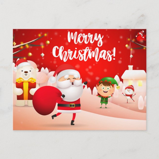 Postal Cartão de Natal Fofo (Frente)