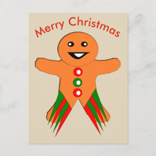 Postal Cartão de Natal Homem de Biscoito de Gengibre Fest