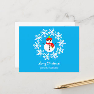 Postal Cartão de Natal Homem de Neve