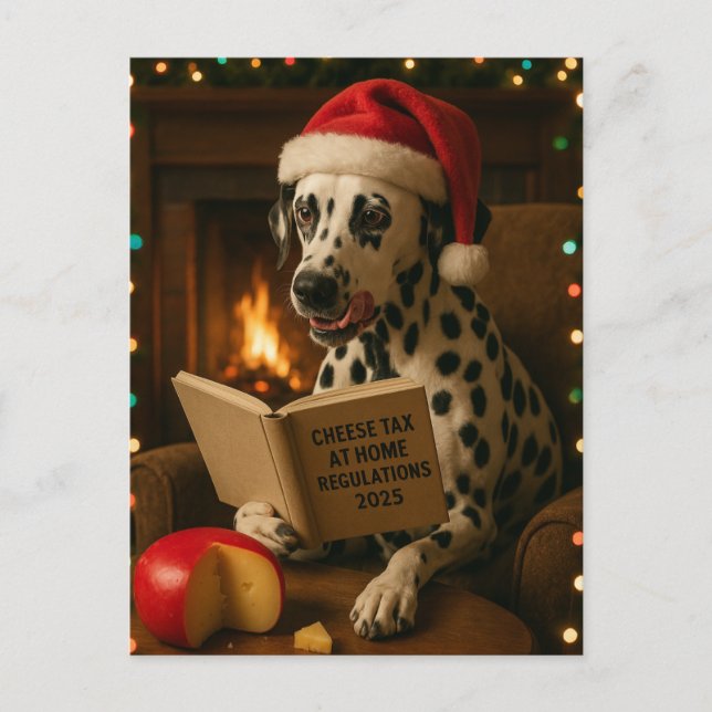 Postal Cartão de Natal 'Imposto sobre Queijo' Dalmata (Frente)