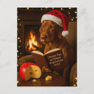 Postal Cartão de Natal 'Imposto sobre Queijo' do Vizsla