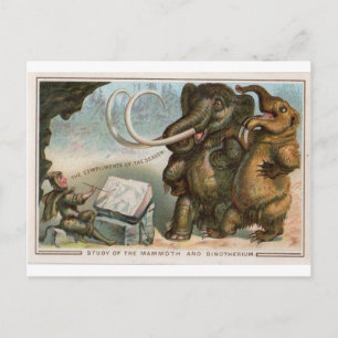 Postal Cartão de Natal Mammoth e Dinotherium