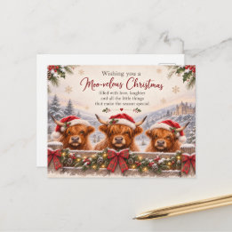 Postal Cartão de Natal Moo-veloso – Natal de Vaca das Ter