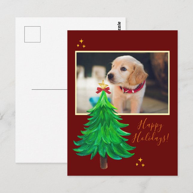 Postal cartão de NATAL personalizado com FOTO de cachorro (Frente/Verso)
