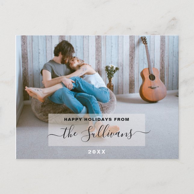 Postal Cartão de Natal personalizado Feliz Férias com fot (Frente)