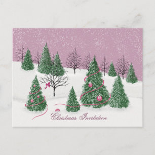 Postal Cartão de Natal Pink Rose Enchanted Forest