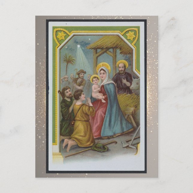 Postal Cartão de Natal Religioso Vintage (Frente)