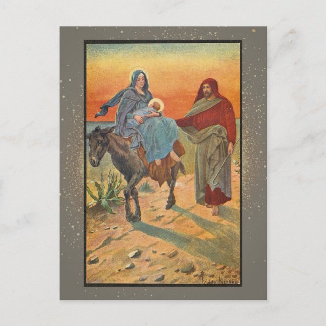 Postal Cartão de Natal Religioso Vintage (Frente)