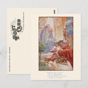Postal Cartão de Natal Religioso Vintage - Sábios