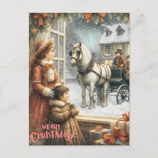 Postal Cartão de Natal Rústico Vitoriano (Frente)