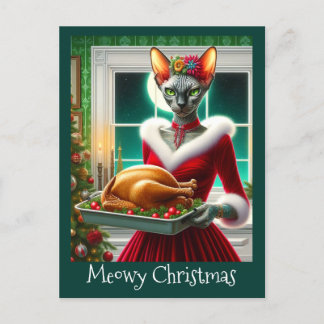 Postal Cartão de Natal | Sphynx Cat Lady Xmas Turquia
