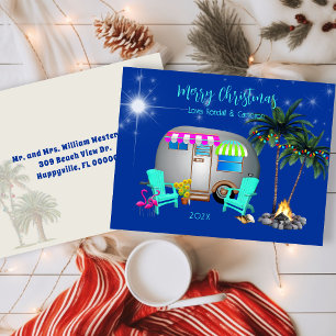 Postal Cartão de Natal Tema de Acampamento Tropical
