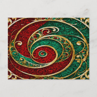 Postal Cartão de Natal Vermelho Dourado Verde Férias
