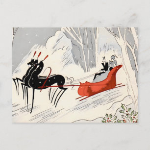 Postal Cartão de Natal Vintage Art Déco de Passeio de Tre