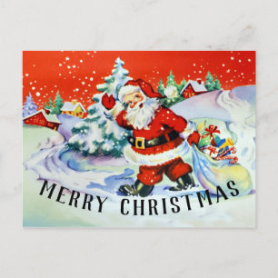 Postal Cartão de Natal Vintage Santa Claus