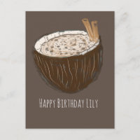 Cartão de Nome de Aniversário Feliz de Coco