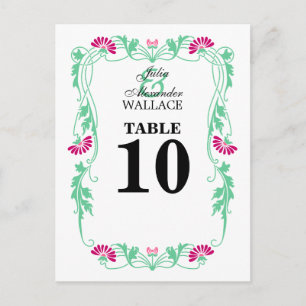 Postal Cartão de Número da Tabela Folha Elegante Florals 