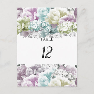 Postal Cartão de Número de Assento de Mesa Floral Pastel