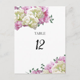 Postal Cartão de Número de Assento de Mesa Floral Peonias