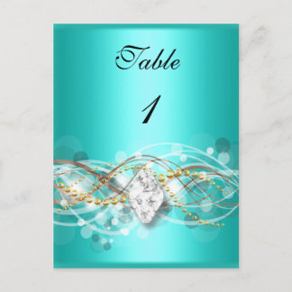 Postal Cartão de Número de Mesa Azul Turquesa Diamante Jó