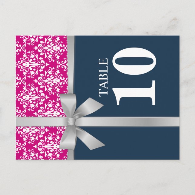 Postal Cartão de Número de Mesa com Fita de Prata Falsa D (Frente)