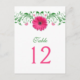 Postal Cartão de Número de Mesa com Floral Verde de Gerbe