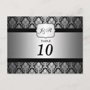 Postal Cartão de número de mesa em Damask elegante