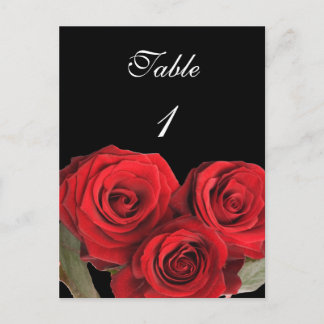 Postal Cartão de Número de Mesa Rosa Vermelha Preta