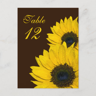 Postal Cartão de Número de Tabela de Casamento Amarelo Su