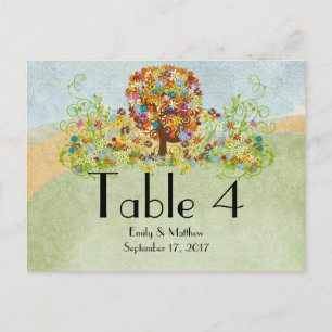 Postal Cartão de Número de Tabela de Casamento de Florest