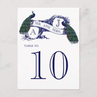 Postal Cartão de Número de Tabela de Casamento Pêssego de