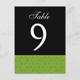 Postal Cartão de Número de Tabela de Casamento Preto e li
