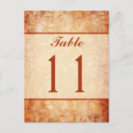 Postal Cartão de Número de Tabela Floral Laranja e de Mar