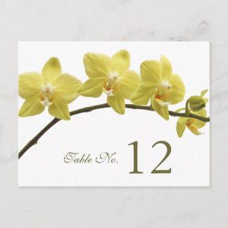 Postal Cartão de Número de Tabela Orquídeas Amarelo